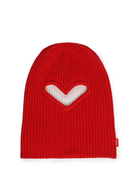 Burberry Wool Heart Balaclava In Bright Red 